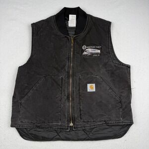 Carhartt Vest Mens XL Black Canvas Quilted V01 DaimlerChrysler Workwear
